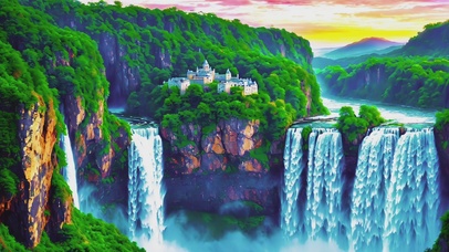 大气磅礴瀑布美景