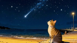 夜景星空下猫咪