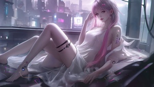 科技粉毛少女