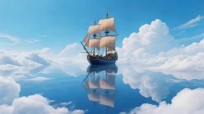 蓝色海面帆船