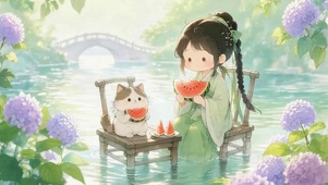 治愈小清新女孩和猫咪