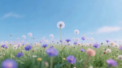 唯美草原蒲公英