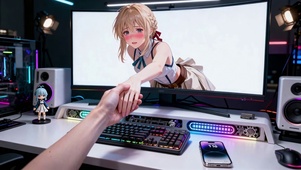 跨屏牵手动漫美少女