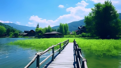 唯美小桥自然风景