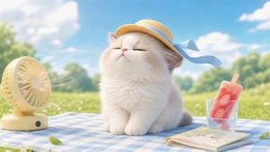 草帽慵懒小猫