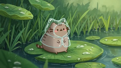 雨天可爱猫咪
