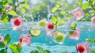 护眼水中青柠树莓冰立方