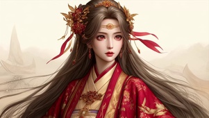 古风红衣女孩