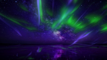 绝美紫色极光星空