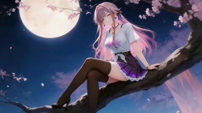 月光下可爱女孩