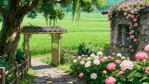 治愈乡间花海田园风景