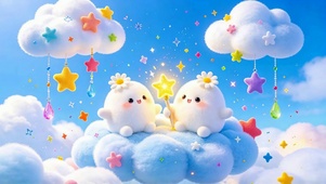 云朵上的软萌毛绒小团子