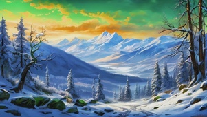 冬日郊外雪原山林美景