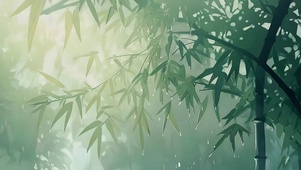 淡雅绿色竹林唯美光影