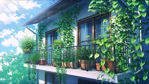 治愈插画夏天阳台