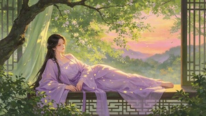 紫色韵味古风美女壁纸
