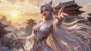 古风狐耳白发美少女
