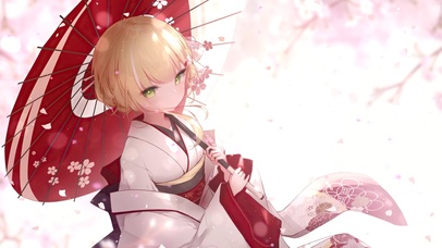 可爱樱花和服少女