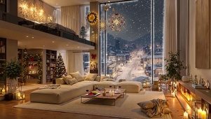 圣诞房间窗外雪