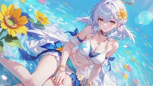 夏日泳装天使少女知更鸟