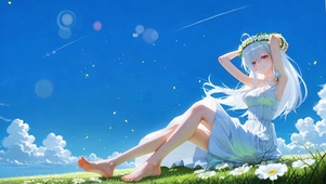 蓝天白云长腿女孩