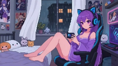 像素动画-电竞女孩