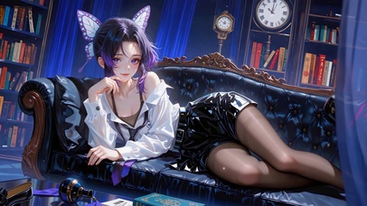 慵懒书房黑丝蝴蝶忍少女