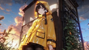 雨中可爱女孩