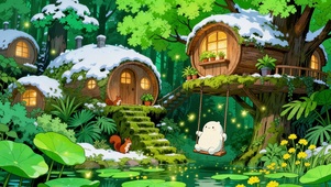 雪天森林小屋