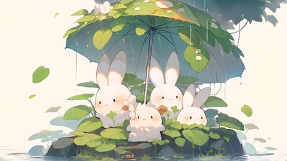 兔兔躲雨