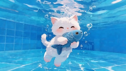 水下抓鱼的猫咪