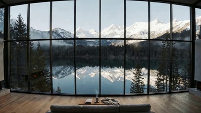 雪山湖景