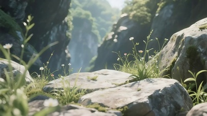 清新阳光山谷小草