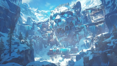 神秘冬日积雪山谷遗迹