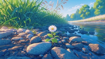 小溪河流蓝色