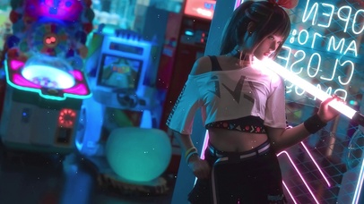 科幻少女 白色光棒