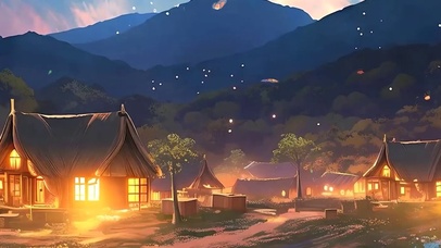 夜景星空树木带鱼屏