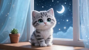 星空窗台的软萌小奶猫