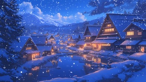 雪夜小镇