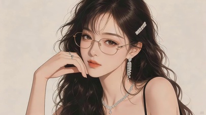 可爱眼镜女孩