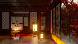秋天温泉小屋