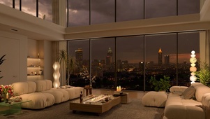 城市雨夜落地窗