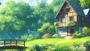 白云房屋草地带鱼屏