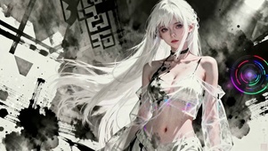 水墨银发姬国风与未来的碰撞盛宴