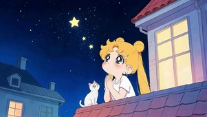 屋顶许愿少女