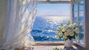 窗畔海与花