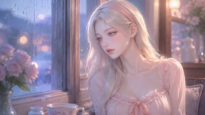 雨窗边的温柔少女