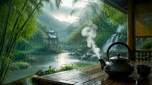 雨景木屋