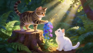 林中玩耍的猫咪