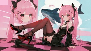 搞怪粉色少女鲨